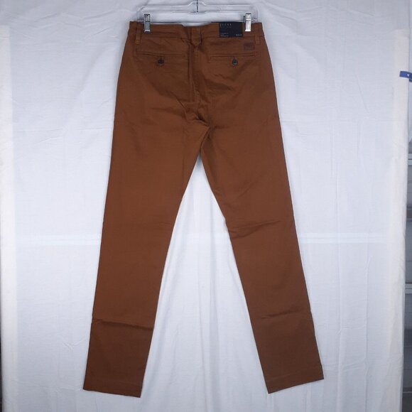 JACHS NEW YORK Pants Straight Fit Chino Mid Rise Mens Copper Brown Casual - Picture 3 of 12